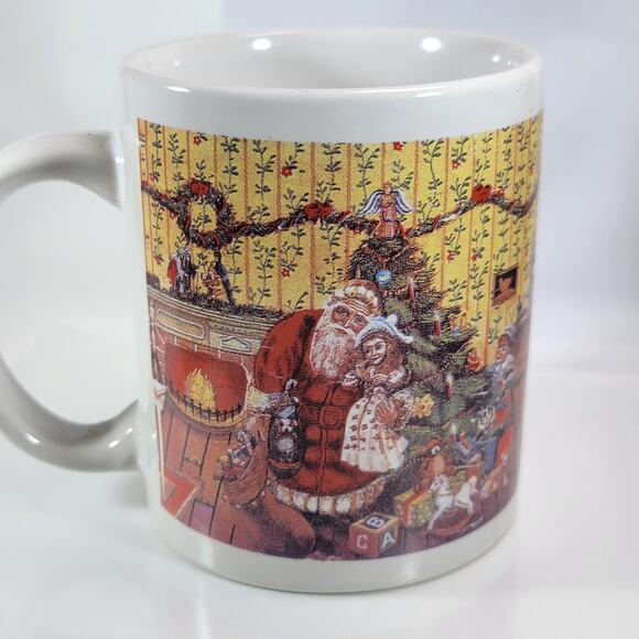 Vintage Santa Christmas Mug WBI Storybook Fireplace Holiday Coffee Cup - Picture 6 of 10